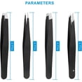 thumbnail image 6 of Tweezers Set - Professional Stainless Steel Tweezers for Eyebrows -  Precision for Facial Hair, Splinter and Ingrown Hair Removal (Black), 6 of 7
