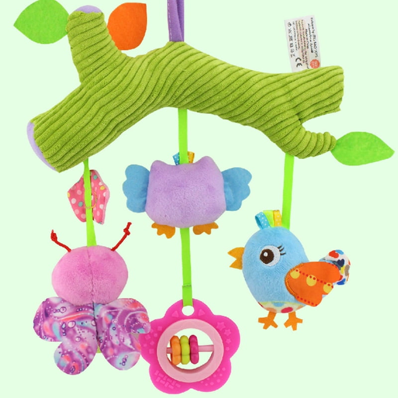 Aroland Baby Pram Toys Spiral Activity Hanging Toys Stroller Toy Car Seat Bed Hanging Toys with Ringing Bell for 0-6 Months Baby Girls Boys Dog