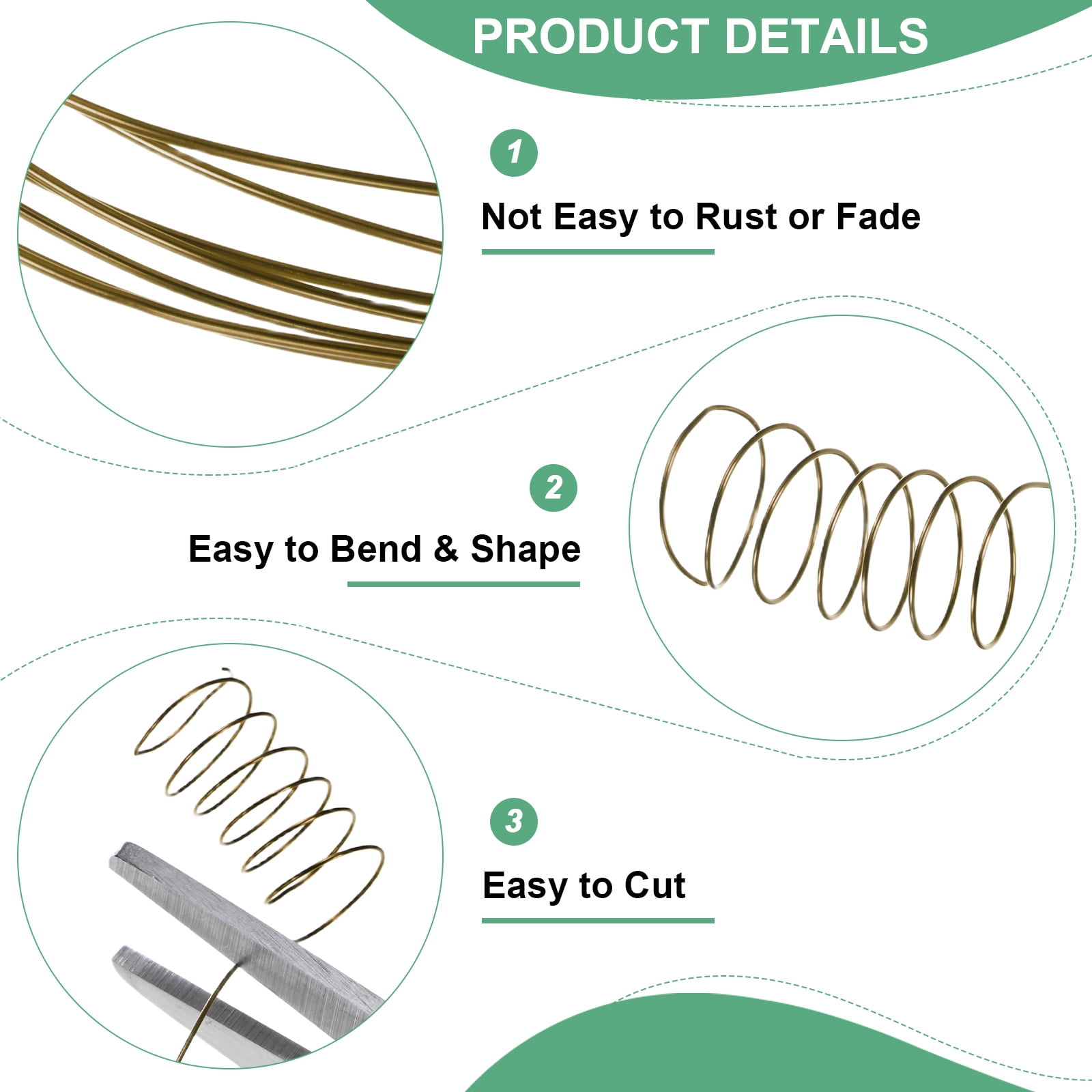 Uxcell 2 Rolls 0.4mm Jewelry Wire 26 Gauge 328FT Copper Beading Wire Jewelry Making Planting Weaving DIY 100M Bronze Tone