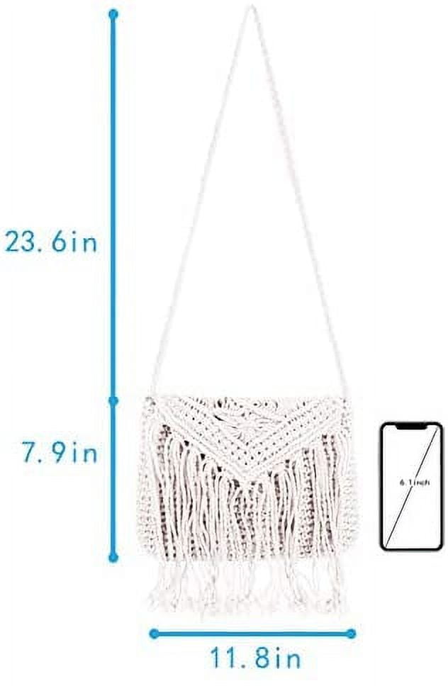 Women Small Cotton Crochet Cross-body Bag Bohemian Shoulder Bag Purse