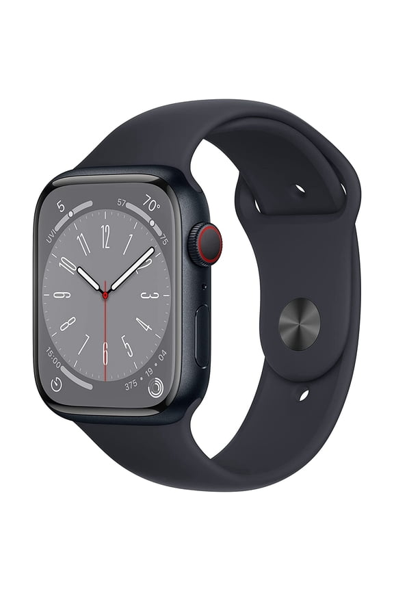 Pre-Owned Apple, Watch Series 8, (GPS + Cellular) Aluminum Case, Midnight, Black/45mm, 1, 1, 1