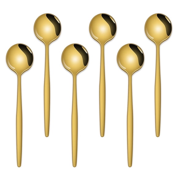 Cucharitas de café Dehov de 13 cm doradas de acero inoxidable, paquete de 6
