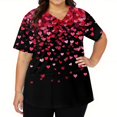 thumbnail image 4 of Hearthz Plus Size Valentines Day Scrubs for Women Love Heart Print V Neck Short Sleeve Nurse Uniforms Side Slit Womens Tops Work with Pockets S-5xl, 4 of 6