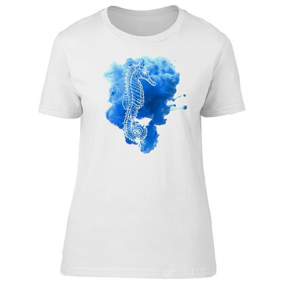 Beautiful Watercolor Seahorse T-Shirt Women -Image by Shutterstock, Female Large