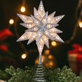 thumbnail image 1 of wonima02 Silver Glittered Snowflake Tree Topper, 8 in 3D Christmas Tree Star Topper with 25 Clear Lights, 120V UL Certified Snowflake Tree Toppers, Warm Silver Tree Toppers for Xmas Tree Party Decor, 1 of 1