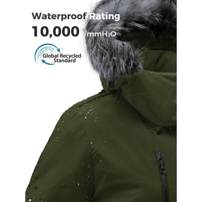 Wantdo Women s Big and Tall Recycled Winter Coat Warm Thicken Puffer Jacket Puffy Coat with Hood Army Green 3XL Shop 2024 Deals Walmart
