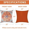 thumbnail image 6 of Boho Pillow Covers Square 20x20 Inch Set of 2, Orange Blue Throw Pillow Covers Velvet Carpet Pattern Decorative Pillowcase Ethnic Design Farmhouse Cushion Case for Sofa Couch Outdoor Decor, 6 of 6