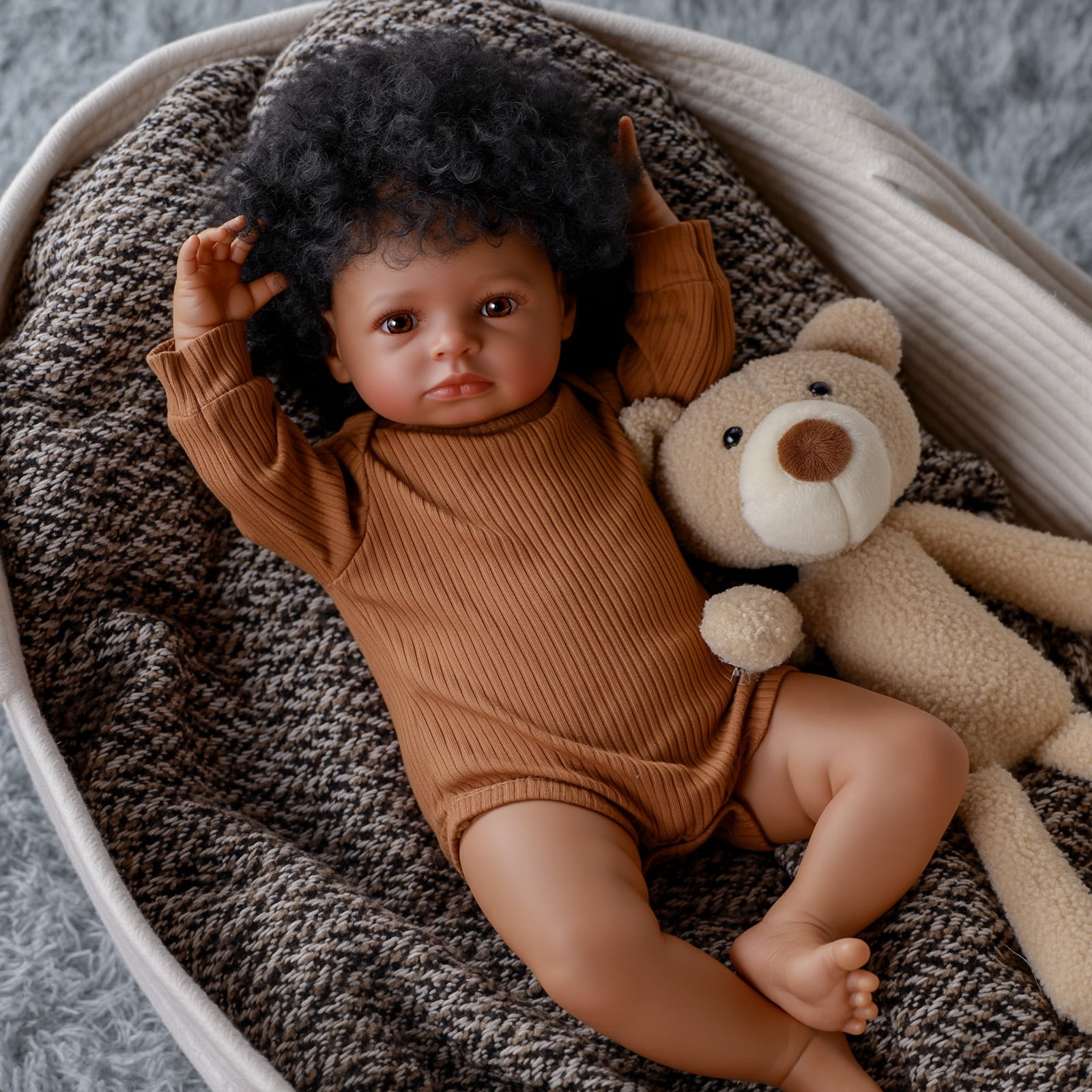 RSG 20in Reborn Baby Dolls, Baby Dolls Sleeping Baby Soft Cloth Body Have Heartbeat and Sound with Feeding Kit and Gift Box for Kids Age 3+