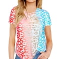 thumbnail image 4 of Camiseta con cuello en V y manga corta para niña, camiseta con estampado de verano para mujer, rojo, L sidaley AP001867-11, 4 of 5