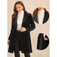 thumbnail image 2 of DARING DIVA Women's Velvet Lapel Double-Breasted Long Outerwear Winter Coats XS Black, 2 of 6