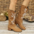 thumbnail image 2 of Mostsola Square Toe Cowboy Boots for Women Floral Embroidered Cowgirl Western Boots Wide Calf Boots, 2 of 6