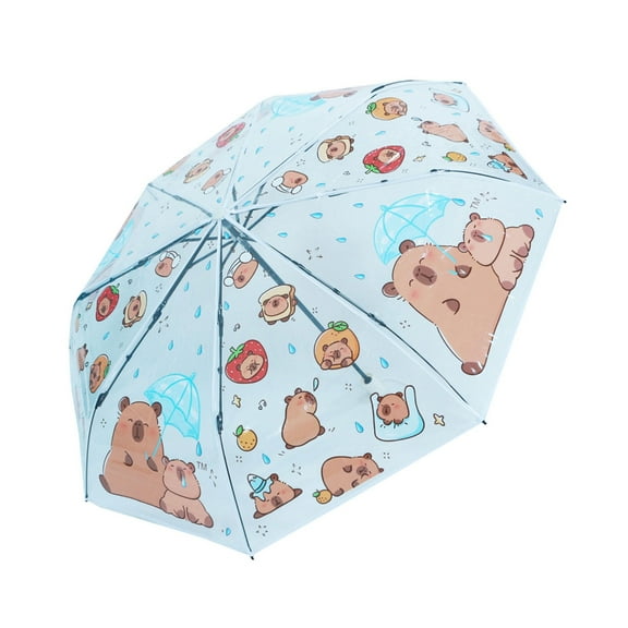 ROZYARD Auto Folding Umbrella Capybara Print for Travel Windproof Design Clear