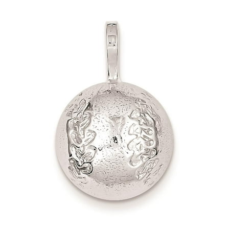 Baseball Solid Open Back Charm Pendant 24mmx16mm 925 Sterling Silver
