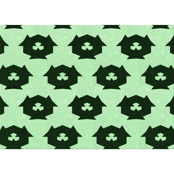 Ahgly Company Indoor Rectangle Patterned Dark Forest Green Area Rugs, 6' x 9'