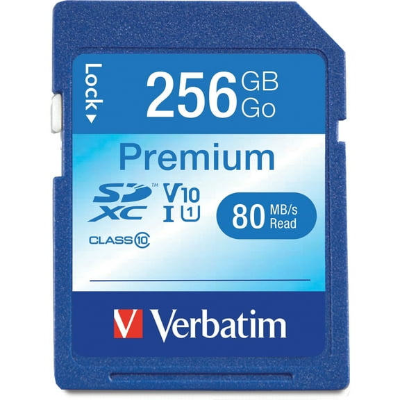 Verbatim, VER99828, 256GB Premium SDXC Memory Card, UHS-I V10 U1 Class 10, 1