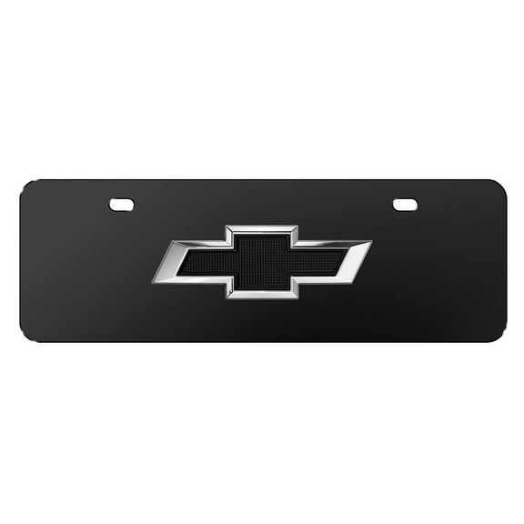 Chevrolet Black 3D Logo 12" x 4.25" European Look Black Half-Size Stainless Steel License Plate
