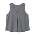 thumbnail image 6 of Noric Women's Cotton Tank Tops Sleeveless V-Neck Summer Casual Flowy High Low Hem Pleated Front Loose Fit Blouse, 6 of 7