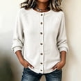 thumbnail image 6 of cocolona Womens Solid Color Sweater Cardigan Button Down Crew Neck Plus Size Knit Cardigan Loose Casual Soft Basic Sweater Sizes XS-4XL, 6 of 6
