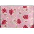 thumbnail image 4 of SKYSONIC 36x24in Vintage Rose Flower Area Rug, Pink White Floral Non-Slip Floor Carpet for Indoor Living Dining Room Bedroom, 4 of 7