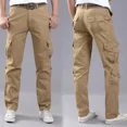thumbnail image 3 of Pantalones cargo multibolsillos color caqui para hombre, pantalones negros para hombre, para senderismo, exteriores, multibolsillos, ropa de trabajo, Y2k, estilo vintage, largos, holgados, de talla gr, 3 of 5