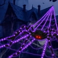 thumbnail image 4 of Halloween Outdoor Decoration, 250 LED Halloween Spider Light with 197'' Giant Spiderweb Artificial Spider Halloween Outdoor Decorations with Remote Control for Halloween Party Decor Yard, Garden, 4 of 7