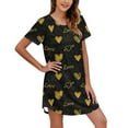 thumbnail image 1 of Gibobby Pijama algodón mujer Camisón de manga corta con estampado y cuello redondo para mujer, camisón cómodo(Negro,CH), 1 of 5