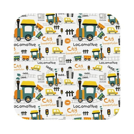 

Matuu Transportation Cartoon for Cup Coasters Set of 6 Leather Coasters Desk Coasters for Office Measures 4” x 4” Square