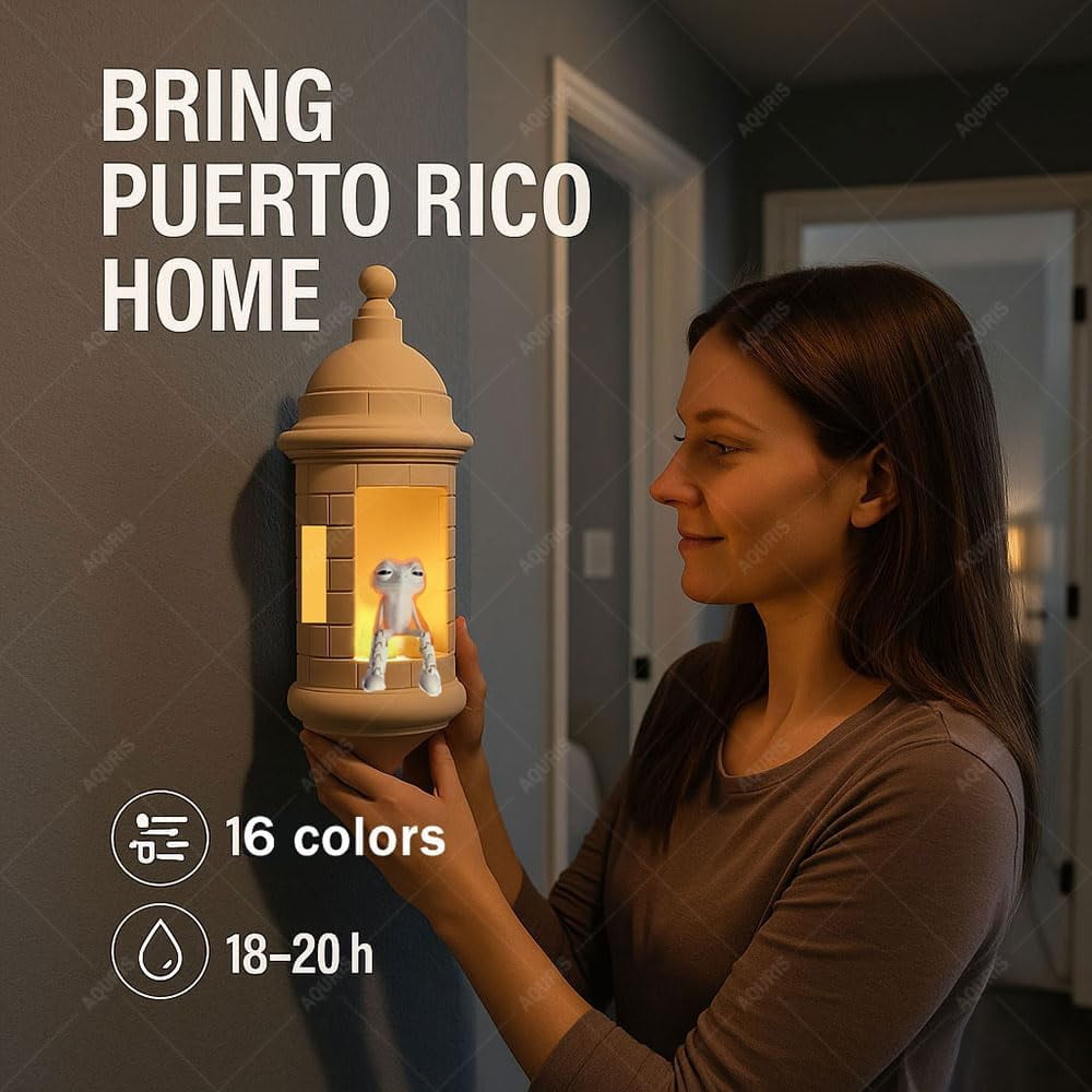 Puerto Rican Garita Coqui Lamp with Sound, Puerto Rican Garita Frog Light Wall Decor, Multi-Color LED Night Lamp for Bedroom Living Room Hallway, Puerto Rico Souvenir Caribbean Gift Decor