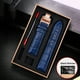 thumbnail image 2 of Correa de reloj de cuero negro y azul con hebilla de mariposa para hombre y mujer, compatible con todas las marcas de relojes, 12/14/15/16/18/19/20/22/23 mm, 2 of 5