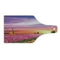 thumbnail image 2 of Nature Cutting Board, Tulip Fields and Windmills in European Landscape with a Sunset Sky View, Decorative Tempered Glass Cutting and Serving Board, Wine Bottle Shape, Orange Pink Purple, by Ambesonne, 2 of 5