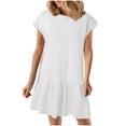 thumbnail image 1 of Hyknon Robes d'Été Babydoll pour Femmes Mignonnes à Volants Manches Courtes Col Rond Robes de Plage Fluides Robe Mini Robe d'Été P-2TG, 1 of 4