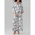 thumbnail image 4 of Yunliwuli Women's 2 Piece Casual Set, Loose Graphic Print Long Sleeve Button Down Shirt Straight Leg Pants for Fall, 4 of 9