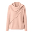 thumbnail image 4 of Cowl Neck Long Sleeve Knit Sweaters for Women Loose Tops Vintage Sweater Soft Cute Sweaters Pullover Sweaters Elegant Chic Tops Fashion Clothing Cozy Sweaters Basic Tops for Woman,Light Pink,S, 4 of 4