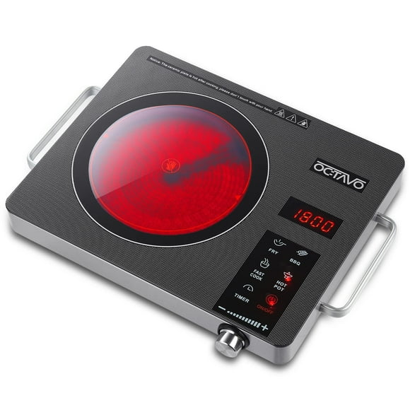 OCTAVO Infrared Burner, 5 Speed 400W Powerful Electric Infrared Burner, Storage Base, 5 Stainless Steel Accessories, Eject Button, Purple Infrared Burner for Whipping Dough, Cream, Cake & Cookies