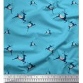 thumbnail image 1 of Soimoi Blue Japan Crepe Satin Fabric Reindeer Animal Fabric Prints By Yard 42 Inch Wide, 1 of 3