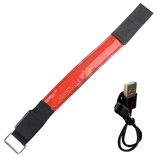 Wosthever Brazalete para correr de noche al aire libre, de advertencia para piernas y brazos con luz Led para ciclismo nocturno recargable por Ropa Deportiva, Zapatos Rojo