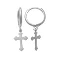 thumbnail image 2 of Anygolds 14K Real Solid Gold Cross Drop Hoop Earring Dangle Drop Huggie Hoop Earring - MOT47136W White Gold, 2 of 3