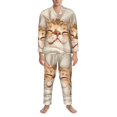 thumbnail image 3 of Balery Sleeping Cat In Blanket Pijama para Hombre de Dos Piezas con Manga Larga, Conjunto de Dormir y Descanso Suave con Bolsillos-Large, 3 of 7