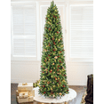thumbnail image 4 of 7.5FT Pre-lit Pencil Christmas Tree with Remote Control, 150 Warm White Multi-Color Lights, Hinged Slim Skinny Spruce for Home, Office, Holiday Party Decoration Dual Color LED, Pinecones Red Berries, 4 of 6