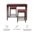 thumbnail image 3 of Linon Claridge 3 Piece Counter Dining Set Red Faux Leather Seats in Brown Wood, 3 of 11