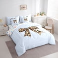 thumbnail image 2 of Manfei Cheetah Print Bowknot Bedding Comforter Set 7-Piece for Girls Women,Kids Teens Vintage Ribbon Bow Tie King Bedding Sets,Luxury Bedroom Decor, 2 of 7