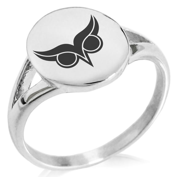 Tioneer Stainless Steel Athena Greek Goddess of Wisdom Minimalist Oval Top Polished Statement Signet Ring