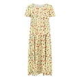 thumbnail image 4 of Drses Women's Casual Dresses Women's Flower Printing Casual Short Sleeve Crewneck Dress Casual Flowy Tiered Maxi Beach Dress Short Sleeve Dress for Women Summer, 4 of 6