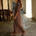 thumbnail image 4 of Odbmxy Womens Dresses Maxi Fall Cotton Linen 3/4 Sleeve Tent Oversized Puff Sleeve Collared Beach Women's Shirt Dress, 4 of 7