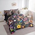 thumbnail image 3 of jejeloiu Wild Fungus Mushroom 7pcs Bedding Comforter Set,Cute Rustic Flowers Queen Bedding Sets,Kawaii Snail Queen Sheet Sets For Girls Boys,Ultra Soft Home Decor Reversible, 3 of 8