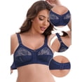 thumbnail image 3 of DARING DIVA Women's V-Neck Full Cup Wireless Bralette Lace Mesh 36C Blue, 3 of 6