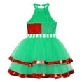 thumbnail image 7 of TiaoBug Christmas Sparkly Dress for Girls Striped Sequins Ballet Leotard Dance Tutu Dress Green 14, 7 of 7