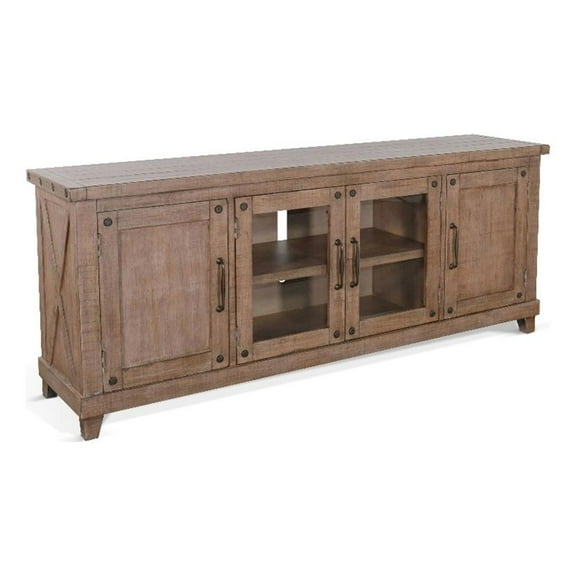Pemberly Row Vivian 74" Modern Mahogany Media Console - Desert Rock/Light Brown