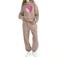 thumbnail image 4 of Bpmpbo Big Kids Girls‘ Tracksuit - Heart Print Hoodie and Joggers 2-Piece Set Long Sleeve with Pocket and Drawstring Pants, 4 of 5