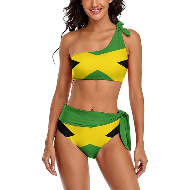 Taomei Bikini Sets Jamaican Flag Women's Swimwear Cute Bathing Suit